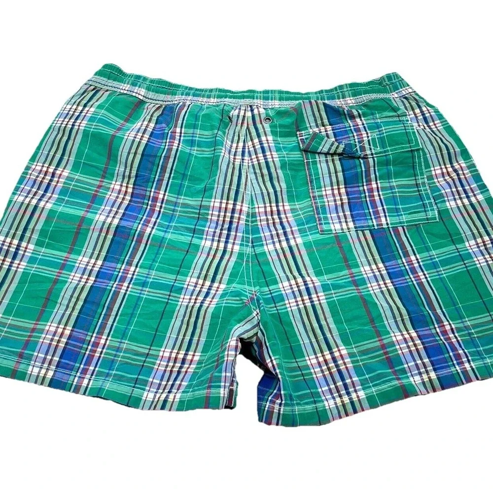 Vintage‎ Polo Ralph Lauren Swim Trunks Men Large Green Bored Shorts 90s Tartan